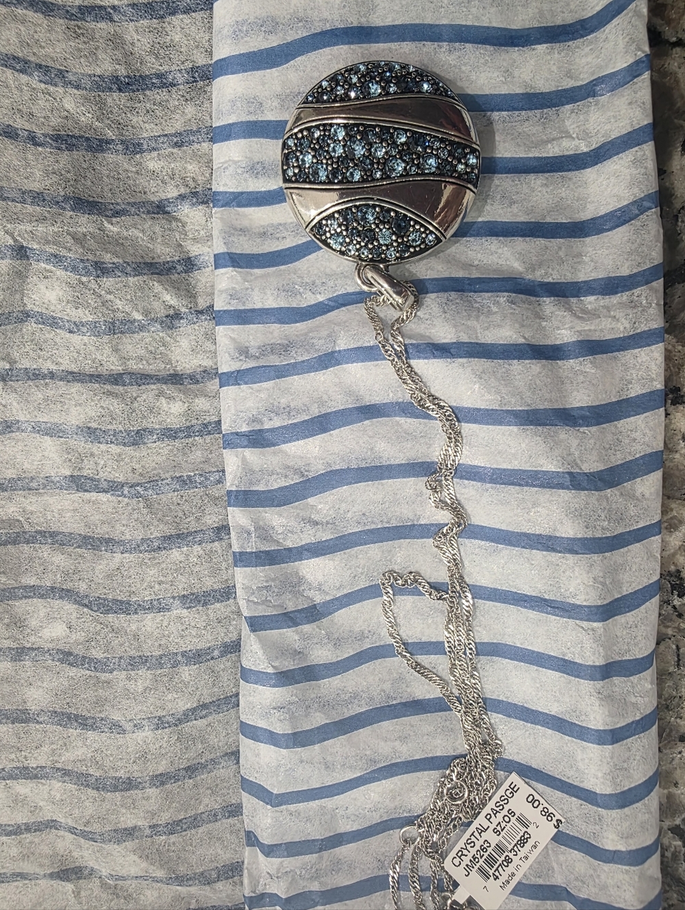 Brighton Silver Pendant Necklace with Blue Crystals